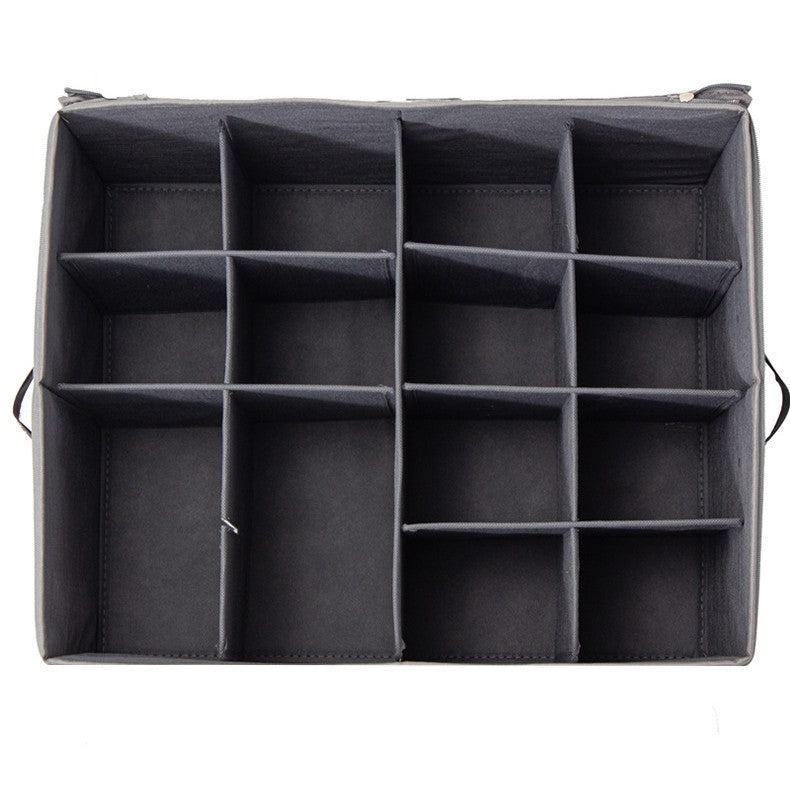 Cutie de Depozitare pentru Pantofi, Flippy, 53x42x33 cm, cu Capac Transparent si Fermoar, din Panza Oxford, Pliabila,