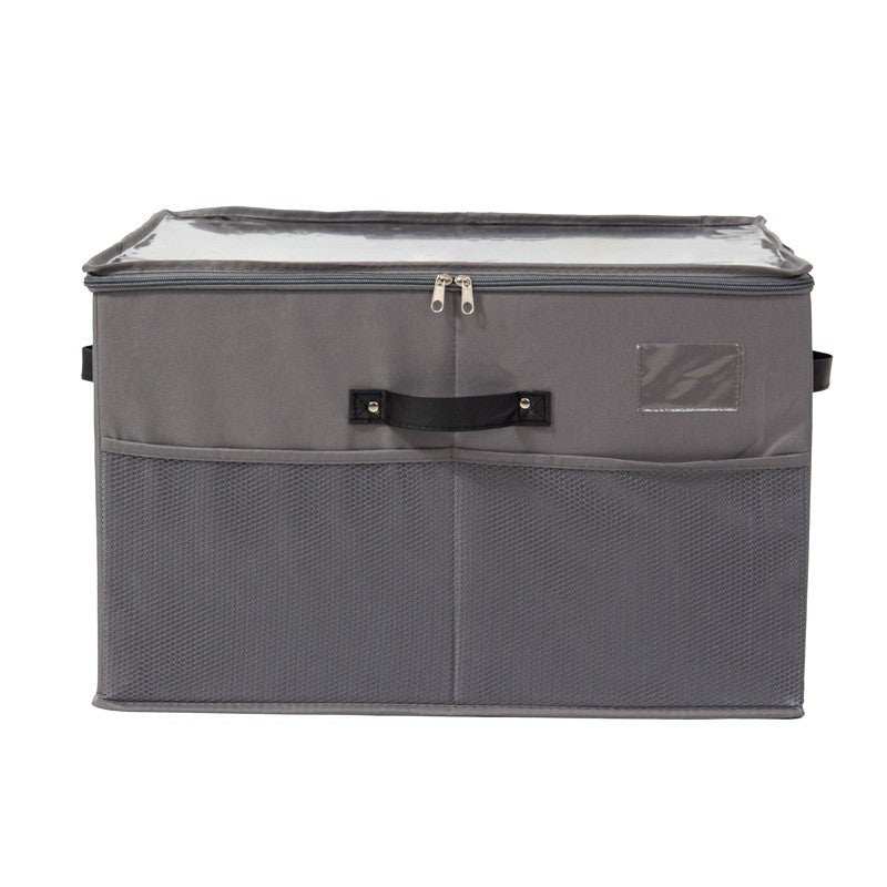 Cutie de Depozitare pentru Pantofi, Flippy, 53x42x33 cm, cu Capac Transparent si Fermoar, din Panza Oxford, Pliabila,