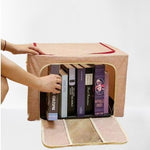 Cutie de Depozitare Pliabila, Flippy, 100 L, din Bumbac si In, 60x42x40 cm, Fereastra Frontala, 2 Usi de Acces cu