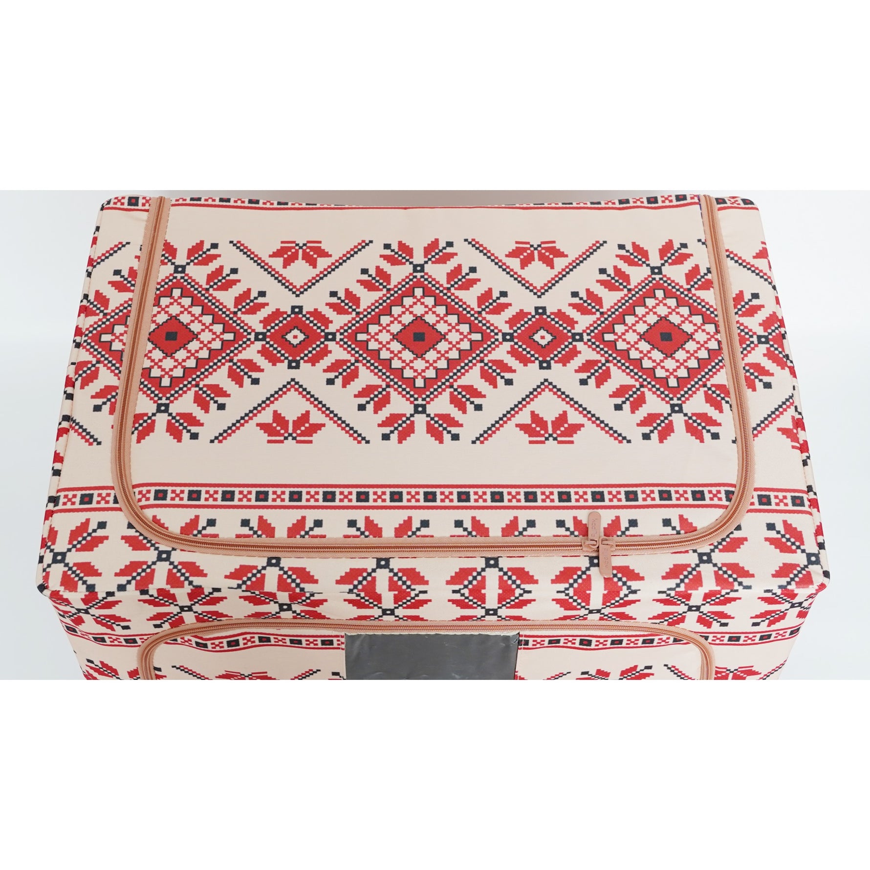 Cutie de Depozitare Pliabila, Flippy,100 L din Bumbac si In, 60X42X40 cm, Fereastra Frontala, 2 Usi de Acces cu Fermoar