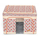 Cutie de Depozitare Pliabila, Flippy,100 L din Bumbac si In, 60X42X40 cm, Fereastra Frontala, 2 Usi de Acces cu Fermoar