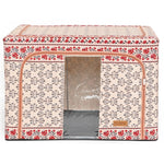 Cutie de Depozitare Pliabila, Flippy,100 L din Bumbac si In, 60X42X40 cm, Fereastra Frontala, 2 Usi de Acces cu Fermoar