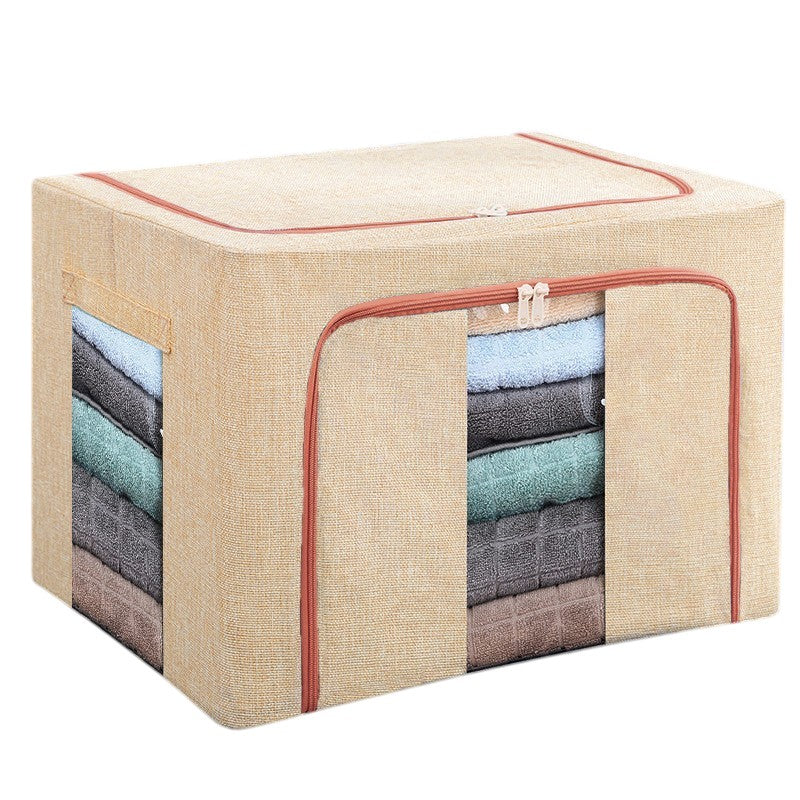 Cutie de Depozitare Pliabila, Flippy, 24 L, din Bumbac si In, 40x30x20 cm, 2 Ferestre, Frontala si Laterala, 2 Usi de