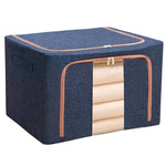 Cutie de Depozitare Pliabila, Flippy, 24 L, din Bumbac si In, 40x30x20 cm, Fereastra Frontala, 2 Usi de Acces cu