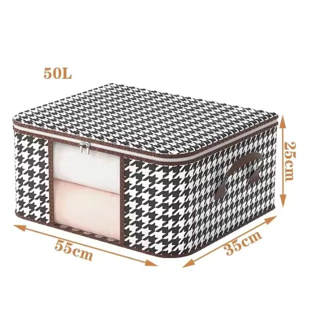 Cutie de Depozitare Pliabila, Flippy, 55x35x25 cm, 50 L, Fereastra Frontala, cu Fermoar Bidirectional, Suport Baza