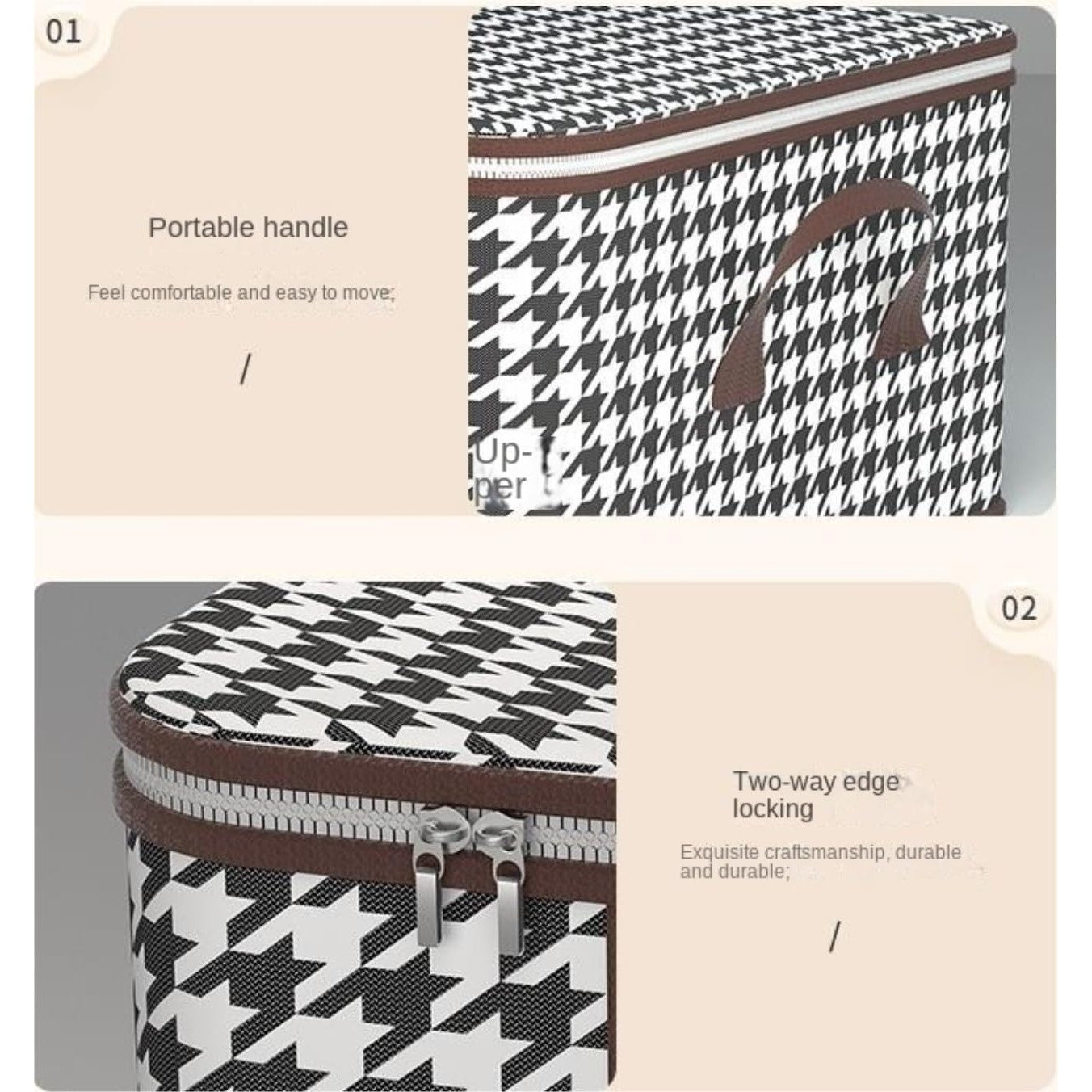 Cutie de Depozitare Pliabila, Flippy, 55x35x25 cm, 50 L, Fereastra Frontala, cu Fermoar Bidirectional, Suport Baza
