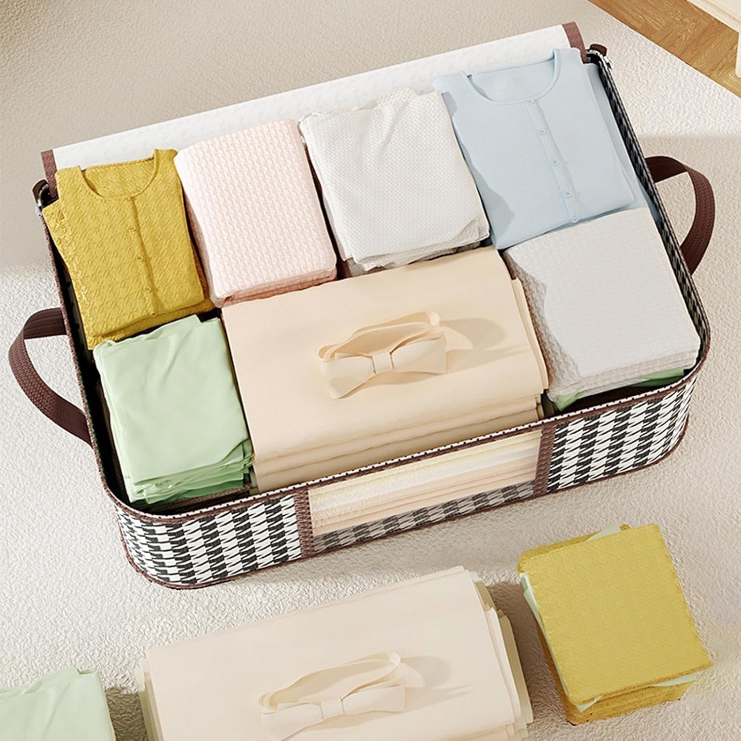 Cutie de Depozitare Pliabila, Flippy, 60x40x30 cm, 75 L, Fereastra Frontala, cu Fermoar Bidirectional, Suport Baza