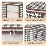 Cutie de Depozitare Pliabila, Flippy, 60x40x30 cm, 75 L, Fereastra Frontala, cu Fermoar Bidirectional, Suport Baza