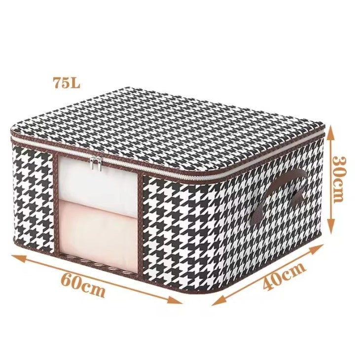 Cutie de Depozitare Pliabila, Flippy, 60x40x30 cm, 75 L, Fereastra Frontala, cu Fermoar Bidirectional, Suport Baza
