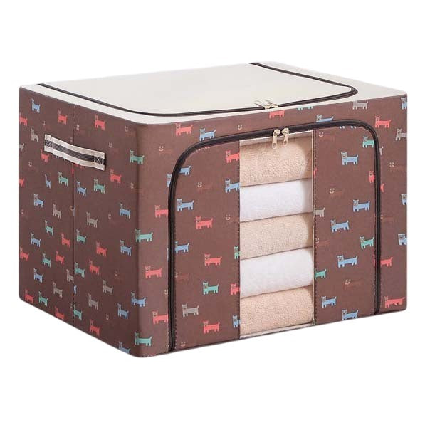 Cutie de Depozitare Pliabila, Flippy, 66 L, din Tesatura Oxford, 50x40x33 cm, Fereastra Frontala, 2 Usi de Acces cu