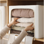 Cutie de Depozitare Pliabila, Flippy, Cu Fereastra si Fermoar Dublu, 66 L, Textil Premium, 50x40x33 cm, Cadru Metalic,