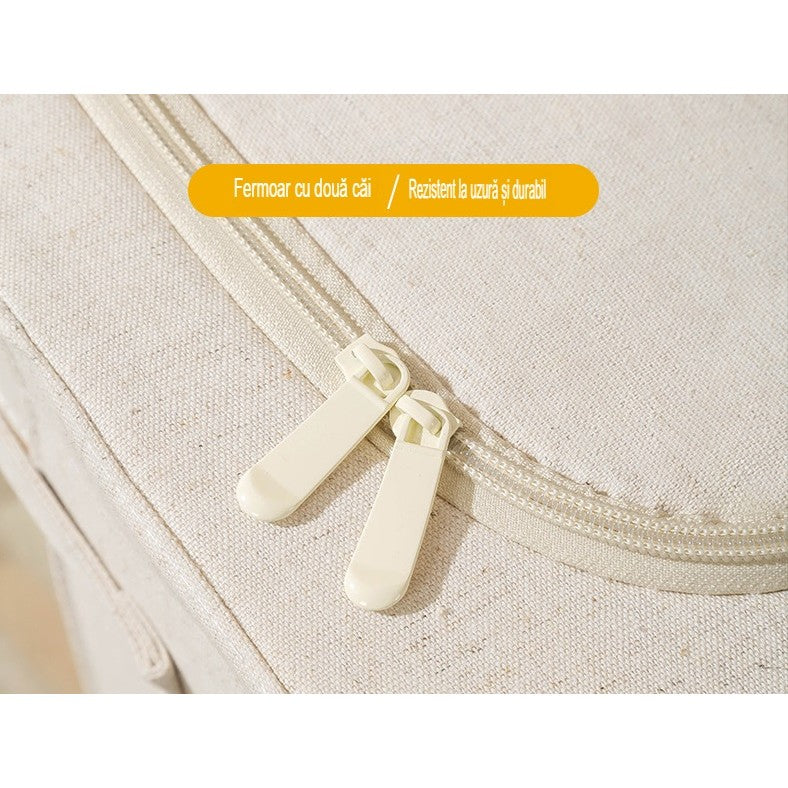 Cutie de Depozitare Pliabila, Flippy, Cu Fereastra si Fermoar Dublu, 66 L, Textil Premium, 50x40x33 cm, Cadru Metalic,