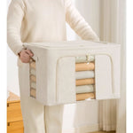 Cutie de Depozitare Pliabila, Flippy, Cu Fereastra si Fermoar Dublu, 66 L, Textil Premium, 50x40x33 cm, Cadru Metalic,