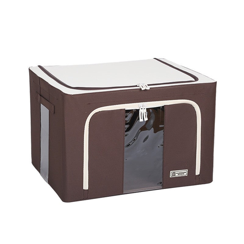 Cutie de Depozitare Pliabila, Flippy, Cu Fereastra si Fermoar Dublu, 66 L, Textil Premium, 50x40x33 cm, Cadru Metalic,