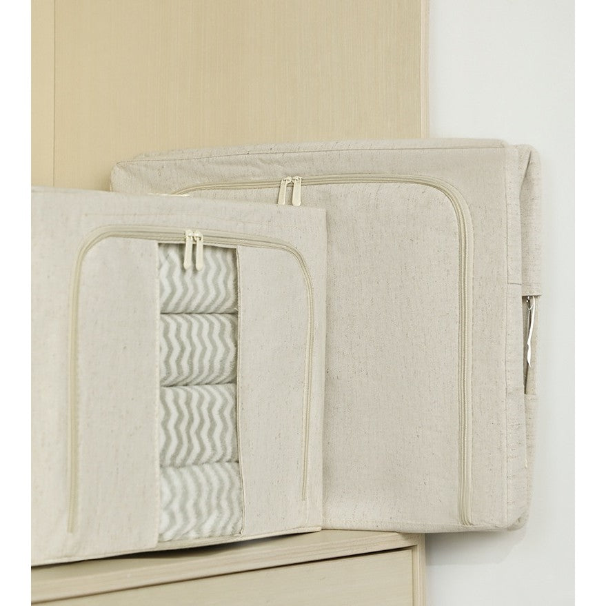 Cutie de Depozitare Pliabila, Flippy, Cu Fereastra si Fermoar Dublu, 66 L, Textil Premium, 50x40x33 cm, Cadru Metalic,