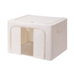 Cutie de Depozitare Pliabila, Flippy, Cu Fereastra si Fermoar Dublu, 66 L, Textil Premium, 50x40x33 cm, Cadru Metalic,