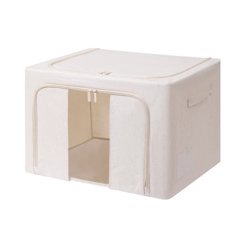 Cutie de Depozitare Pliabila, Flippy, Cu Fereastra si Fermoar Dublu, 66 L, Textil Premium, 50x40x33 cm, Cadru Metalic,