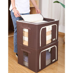Cutie de Depozitare Pliabila, Flippy, Cu Fereastra si Fermoar Dublu, 66 L, Textil Premium, 50x40x33 cm, Cadru Metalic,