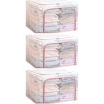 Cutie de Depozitare Pliabila, Flippy, Cu Fereastra si Fermoar Dublu Rosu, 66 L, Textil, 50x40x33 cm, Cadru Metalic,