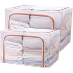 Cutie de Depozitare Pliabila, Flippy, Cu Fereastra si Fermoar Dublu Rosu, 66 L, Textil, 50x40x33 cm, Cadru Metalic,