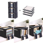 Cutie de Depozitare Pliabila, Flippy, Cu Fermoar, 100 L, Textil, 60x42x40 cm, Albastru Marin, Cadru Metalic, Suport