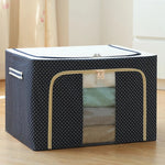 Cutie de Depozitare Pliabila, Flippy, Cu Fermoar, 100 L, Textil, 60x42x40 cm, Albastru Marin, Cadru Metalic, Suport