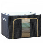 Cutie de Depozitare Pliabila, Flippy, Cu Fermoar, 100 L, Textil, 60x42x40 cm, Albastru Marin, Cadru Metalic, Suport