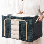 Cutie de Depozitare Pliabila, Flippy, Cu Fermoar, 100 L, Textil, 60x42x40 cm, Albastru Marin, Cadru Metalic, Suport