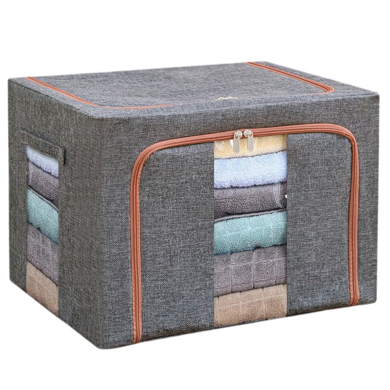 Cutie de depozitare pliabila, Flippy, Cu fermoar, 100 L, Textil, 60x42x40 cm, Cadru Metalic, Suport Baza Stabil din
