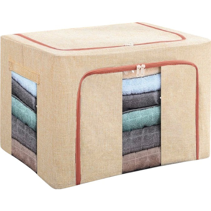 Cutie de depozitare pliabila, Flippy, Cu fermoar, 100 L, Textil, 60x42x40 cm, Cadru Metalic, Suport Baza Stabil din