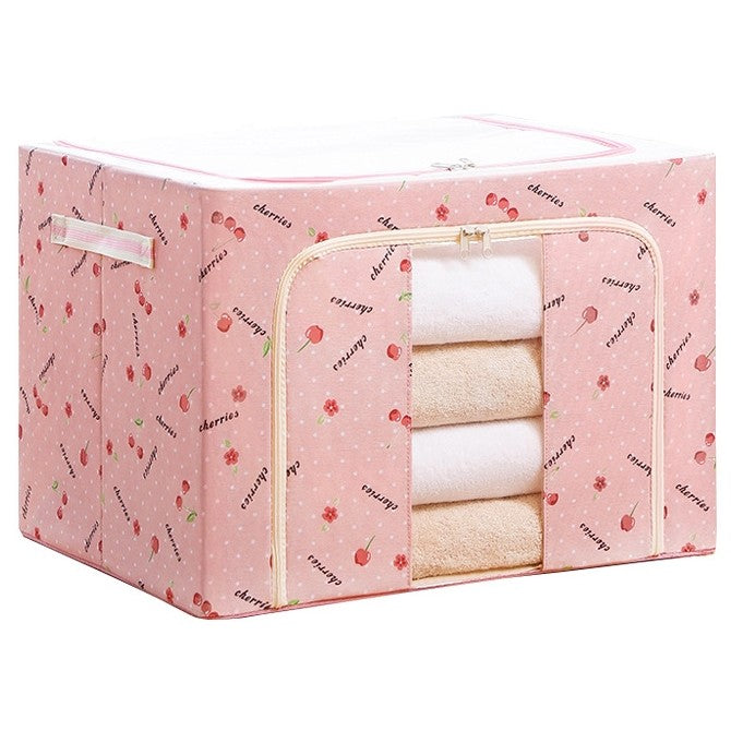 Cutie de Depozitare Pliabila, Flippy, Cu Fermoar, 100 L, Textil, 60x42x40 cm, cu Fereastra, Cadru Metalic, Suport Baza