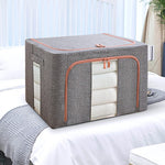 Cutie de depozitare pliabila, Flippy, Cu fermoar, 100 L, Textil, 60x42x40 cm, Cadru Metalic, Suport Baza Stabil din