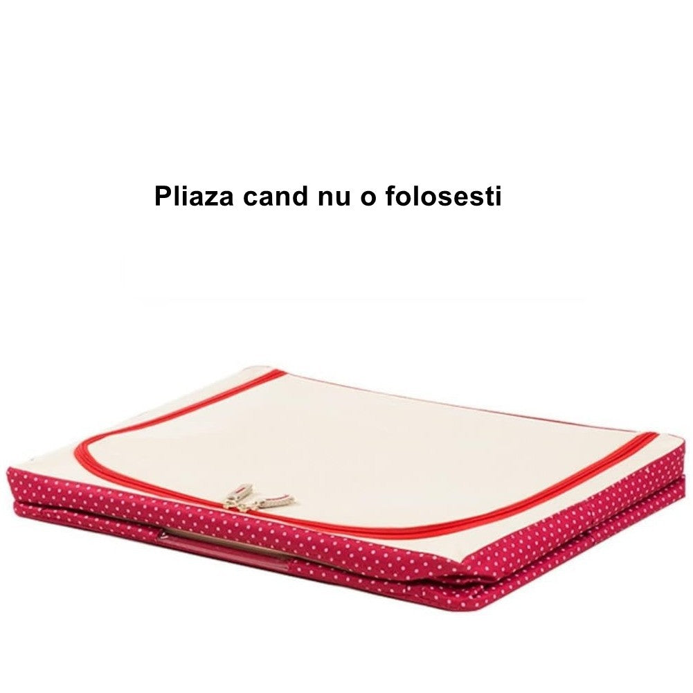 Cutie de Depozitare Pliabila, Flippy, cu Fermoar, 100 L, Textil, 60x42x40 cm, O Fereastra, Cadru Metalic, Suport Baza
