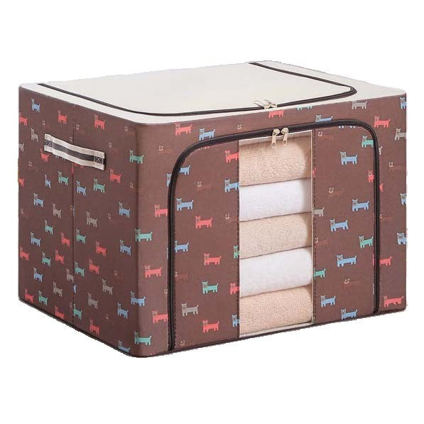 Cutie de Depozitare Pliabila, Flippy, cu Fermoar, 100 L, Textil, 60x42x40 cm, O Fereastra, Cadru Metalic, Suport Baza
