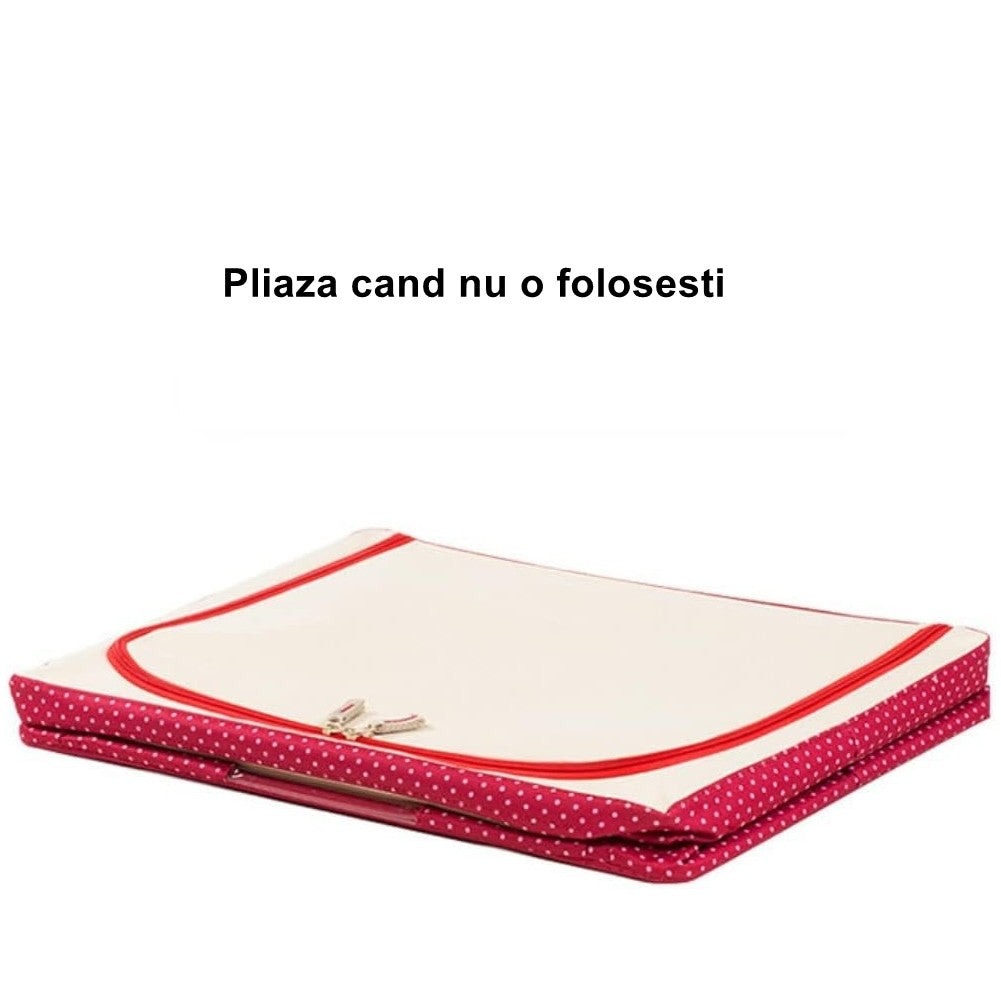 Cutie de Depozitare Pliabila, Flippy, cu Fermoar, 100 L, Textil, 60x42x40 cm, O Fereastra, Cadru Metalic, Suport Baza