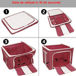 Cutie de Depozitare Pliabila, Flippy, cu Fermoar, 100 L, Textil, 60x42x40 cm, O Fereastra, Cadru Metalic, Suport Baza