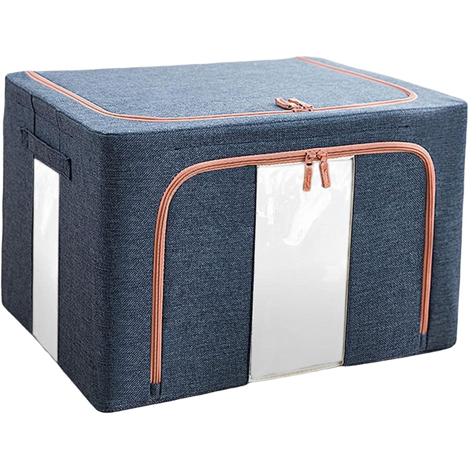 Cutie de Depozitare Pliabila, Flippy, Cu Fermoar, 24 L, Textil, 40x30x20 cm, Cadru Metalic, Suport Baza Stabil din