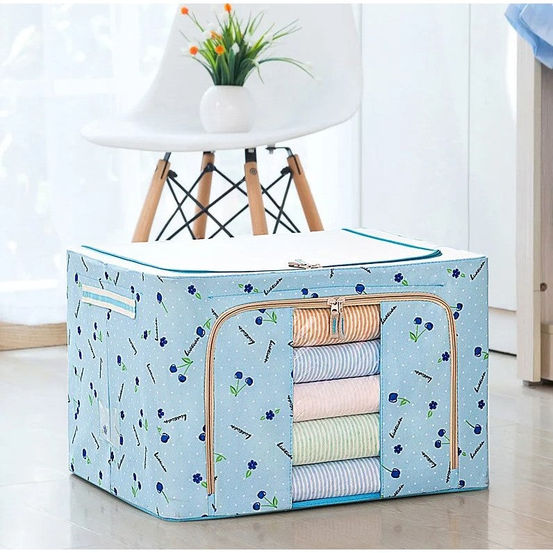 Cutie de Depozitare Pliabila, Flippy, 66 L, din Tesatura Oxford, 50x40x33 cm, Fereastra Frontala, 2 Usi de Acces cu