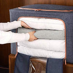 Cutie de depozitare pliabila, Flippy, Cu fermoar, 66 L, Textil, 50x40x33 cm, Albastru Marin, Cadru Metalic, Suport Baza