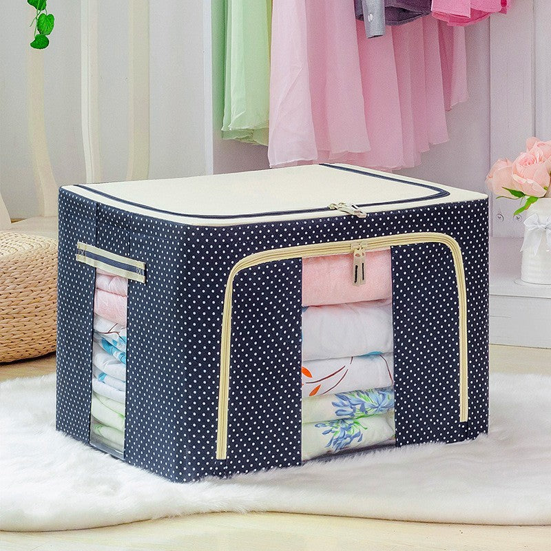 Cutie de Depozitare Pliabila, Flippy, 66 L, din Panza Oxford, 50x40x33 cm, 2 Ferestre, Frontala si Laterala, 2 Usi de