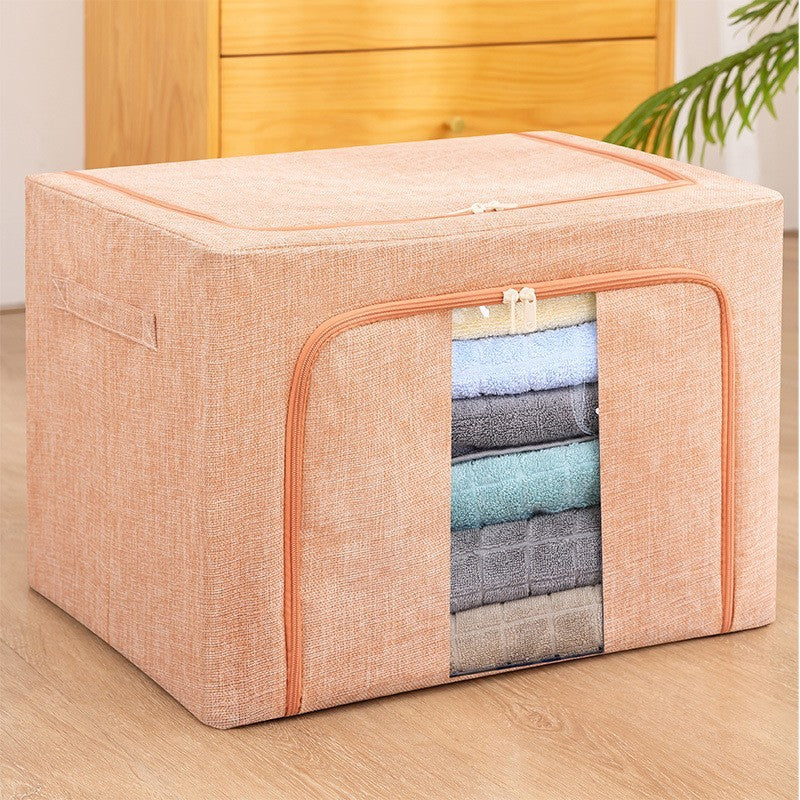 Cutie de depozitare pliabila, Flippy, Cu fermoar, 66 L, Textil, 50x40x33 cm, Cadru Metalic, Suport Baza Stabil din