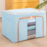 Cutie de Depozitare Pliabila, Flippy, 66 L, din Bumbac si In, 50x40x33 cm, Fereastra Frontala, 2 Usi de Acces cu