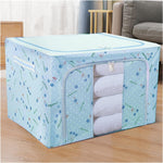 Cutie de Depozitare Pliabila, Flippy, Cu Fermoar, 66 L, Textil, 50x40x33 cm, cu 2 Ferestre, Cadru Metalic, Suport Baza