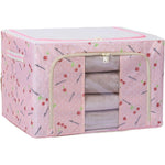 Cutie de Depozitare Pliabila, Flippy, Cu Fermoar, 66 L, Textil, 50x40x33 cm, cu Fereastra, Cadru Metalic, Suport Baza
