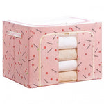 Cutie de Depozitare Pliabila, Flippy, Cu Fermoar, 66 L, Textil, 50x40x33 cm, cu Fereastra, Cadru Metalic, Suport Baza
