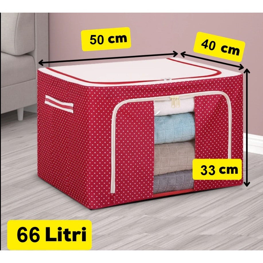 Cutie de Depozitare Pliabila, Flippy, 66 L, din Tesatura Oxford, 50x40x33 cm, Fereastra Frontala, 2 Usi de Acces cu