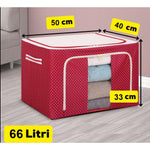 Cutie de Depozitare Pliabila, Flippy, 66 L, din Tesatura Oxford, 50x40x33 cm, Fereastra Frontala, 2 Usi de Acces cu