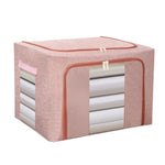 Cutie de Depozitare Pliabila, Flippy, 66 L, din Bumbac si In, 50x40x33 cm, 2 Ferestre, Frontala si Laterala, 2 Usi de