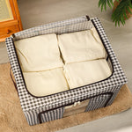 Cutie de Depozitare Pliabila, Flippy, Cu fermoar Bidirectional, 100 L, Textil, 60x42x40 cm, Cadru Metalic, o Fereastra,