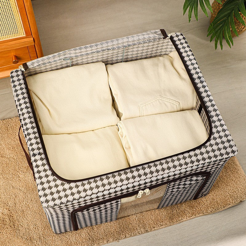 Cutie de Depozitare Pliabila, Flippy, Cu fermoar Bidirectional, 24 L, Textil, 40x30x20 cm, Cadru Metalic, o Fereastra,